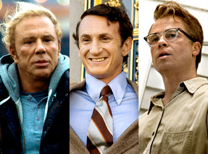 Mickey Rourke, The Wrestler, Sean Penn, Milk, Brad Pitt, The Curious Case of Benjamin Button Mickey Rourke, The Wrestler, Sean Penn, Milk, Brad Pitt, The Curious Case of Benjamin Button